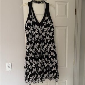 RACHEL Rachel Roy Black and White Floral Halter Mini Dress